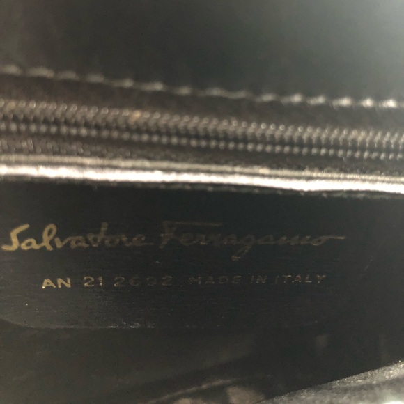 Authentic Salvatore Ferragamo Gancini Leather Bag, Black - Picture 10 of 14